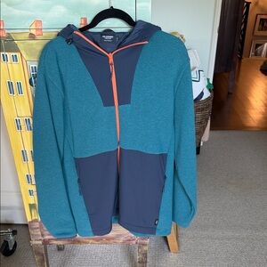 Teal Hooded Holebrook Sweden Windproof Jacket with Navy Hood